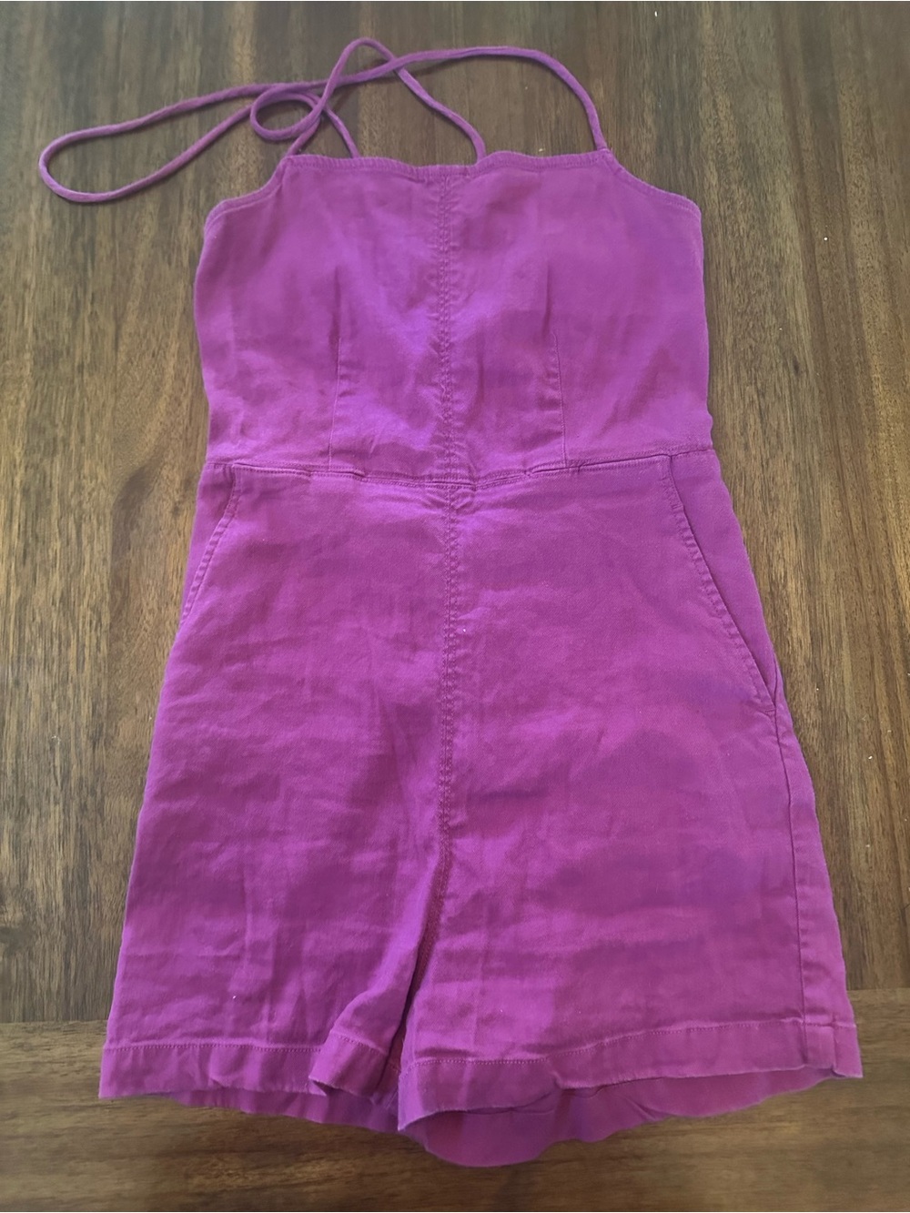 Anthropologie Maeve purple tie back mini romper spaghetti straps and tie back - Picture 3 of 11